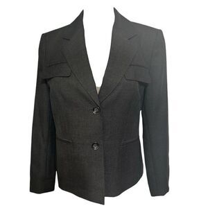 NWOT Kasper Blazer Women's 12P Dark Grey Two Button Front Notched Collar Lined